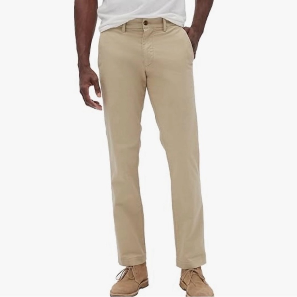 Gap Men’s straight leg khaki pants Chinos Flat front Tan Size‎ 33 X 30 Casual